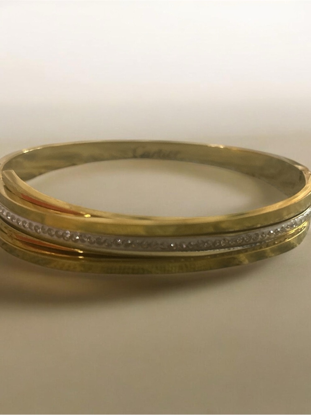 Inspired Gold Crystal-Accent Bangle Bracelet
